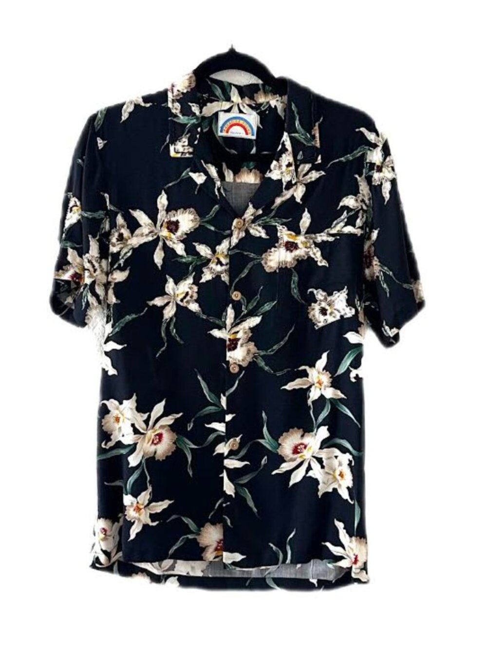 Vintage Paradise Found Star Orchid Beaded Hawaiian Shirt